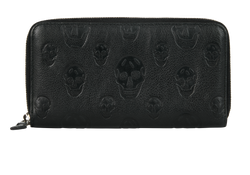Alexander McQueen Skull Zip Around Wallet, Leather, Black, 535987, 2*